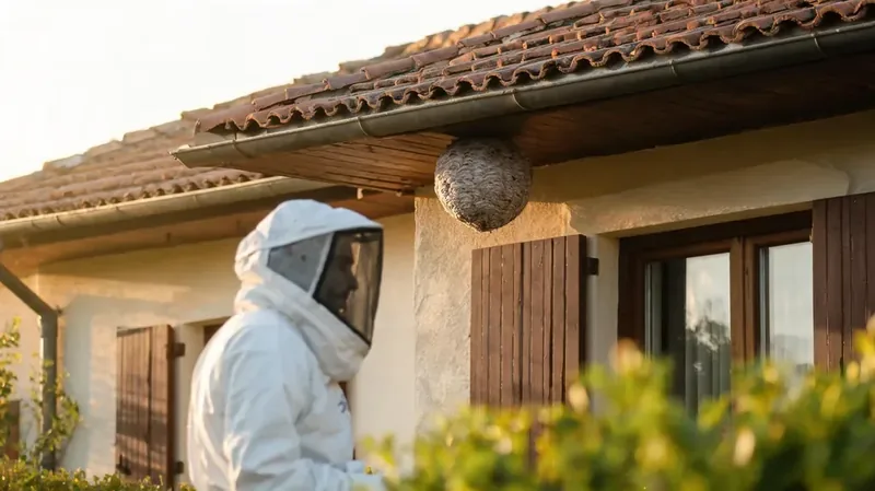 Nid de guêpes sous un avant-de-toit à Reims