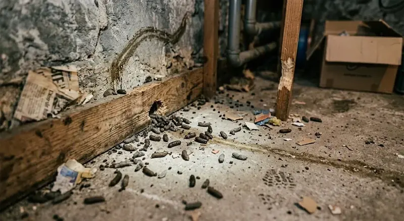 Signes d'infestation de rats dans une cave rémoise